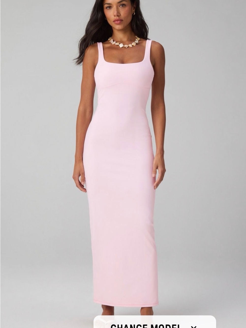 PureLuxe Maxi Dress Sleeveless Square-Neck in Light Pink